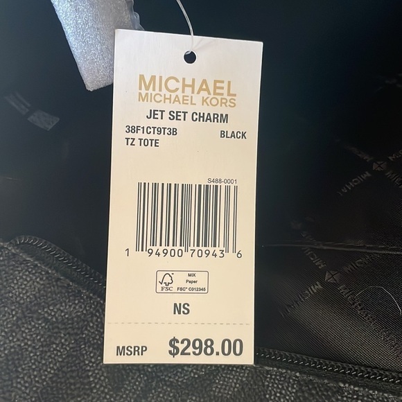 Brand New Michael Kors Black Top Zipper Double Strap Shoulder Bag Jet Set Tote - Picture 14 of 16